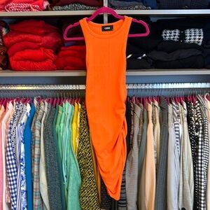 Cider orange ruched sleeveless bodycon dress size S